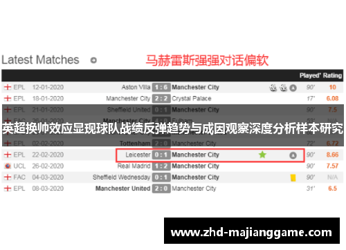 英超换帅效应显现球队战绩反弹趋势与成因观察深度分析样本研究